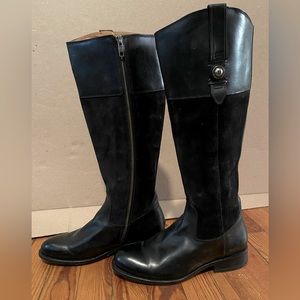 FRYE&co Authentic Black Leather Zip Riding Boots Knee High Size 8